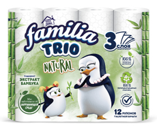 Туалетная бумага Familia Trio Natural 3-слойная 12 рулонов