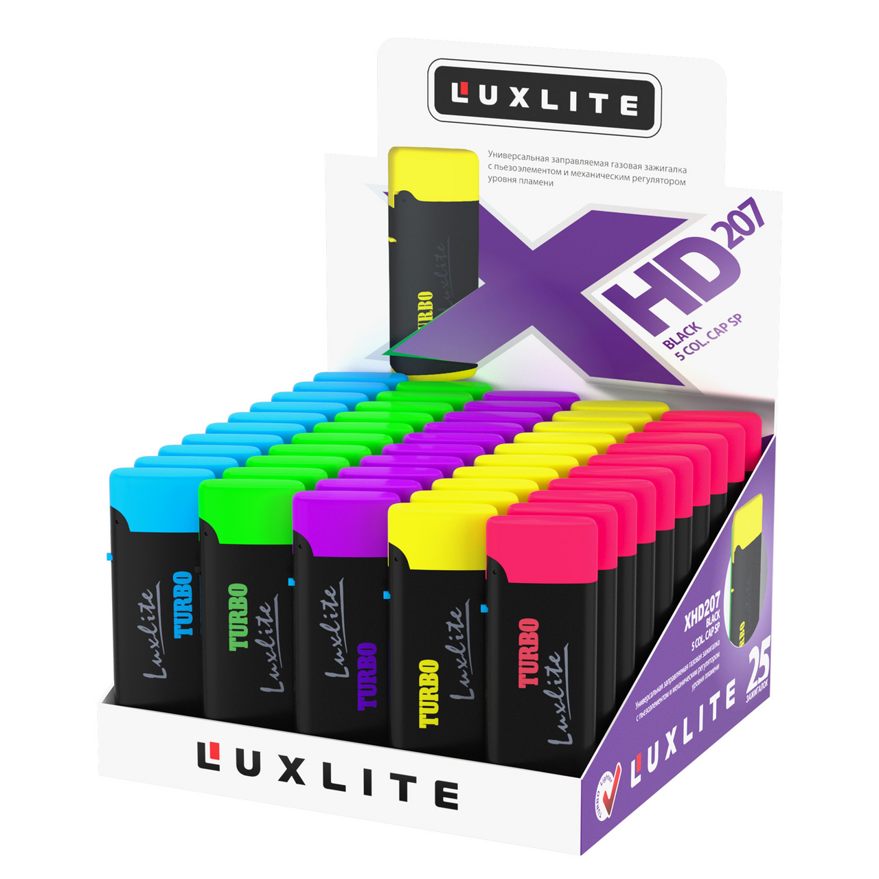 Изображение товара Зажигалка Luxlite Turbo XHD207, 25 шт