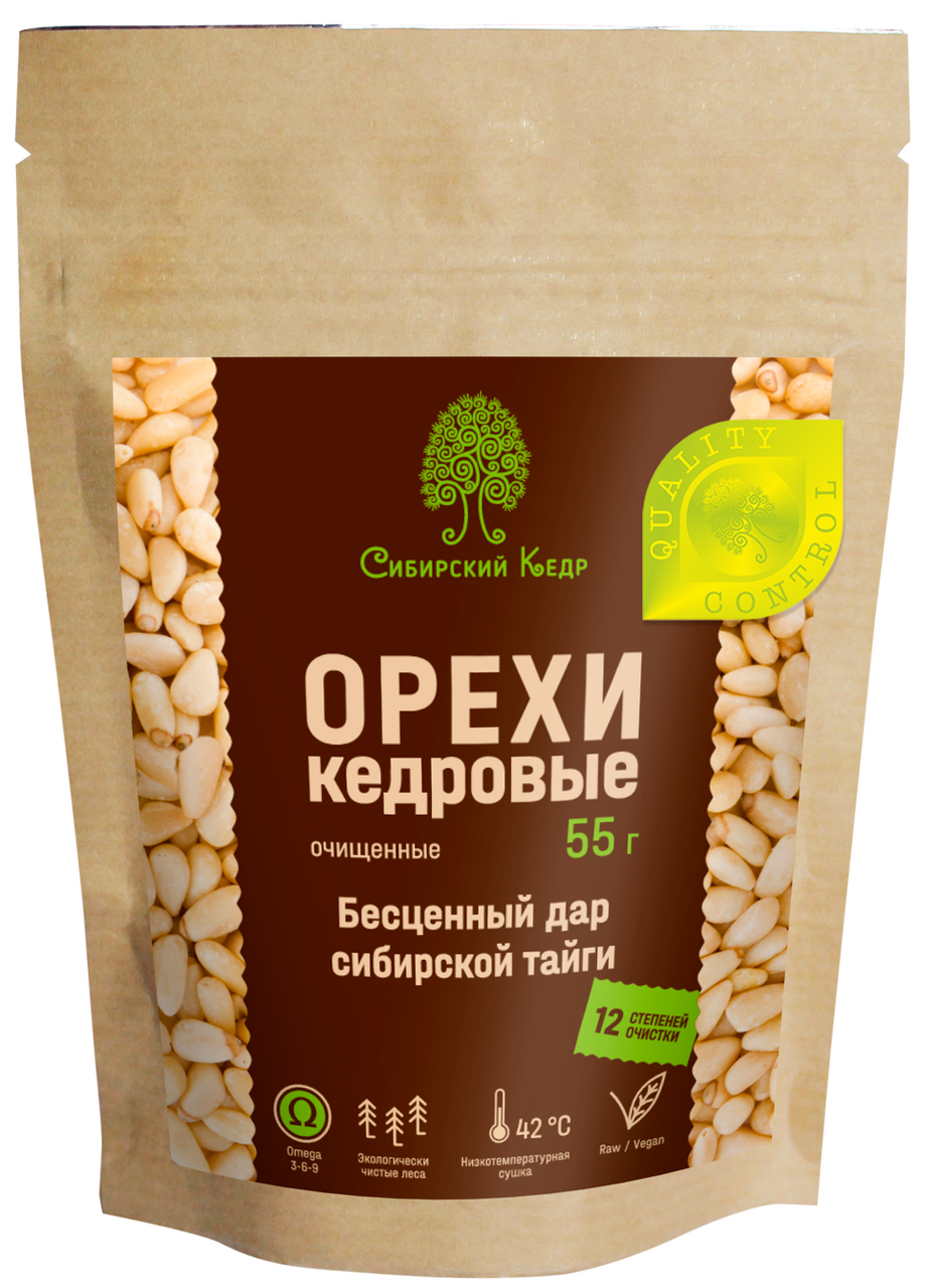 Орехи кедровые Сибирский кедр очищенные, 55г