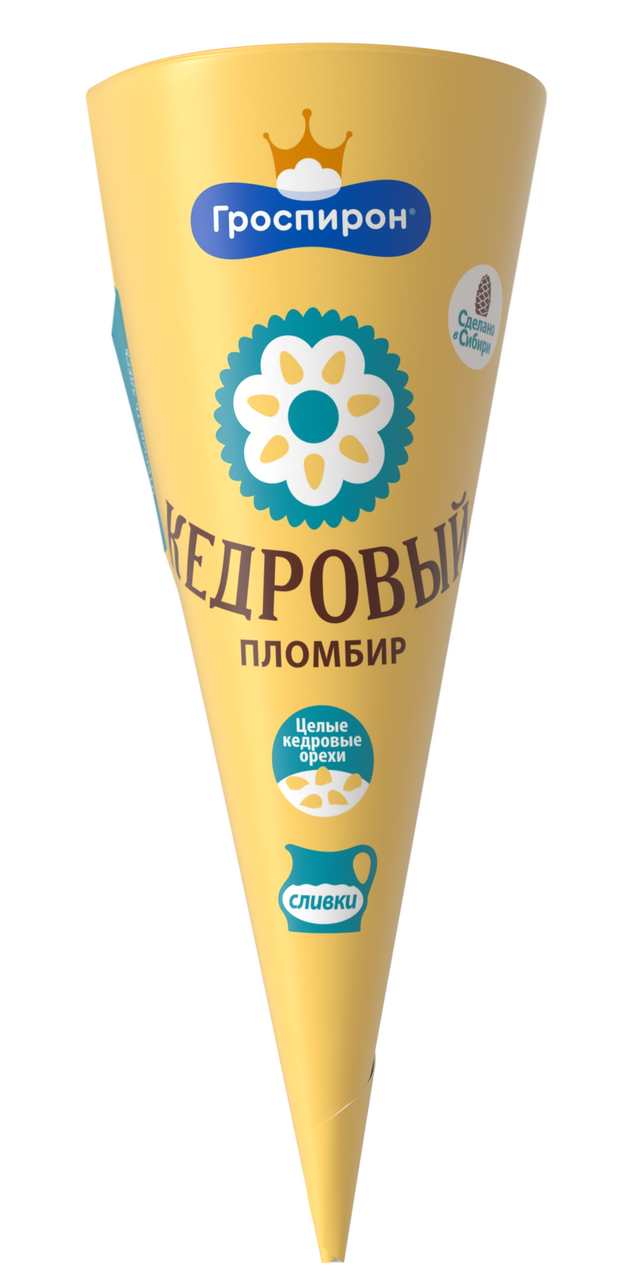 Мороженое пломбир Гроспирон рожок кедровый, 65г