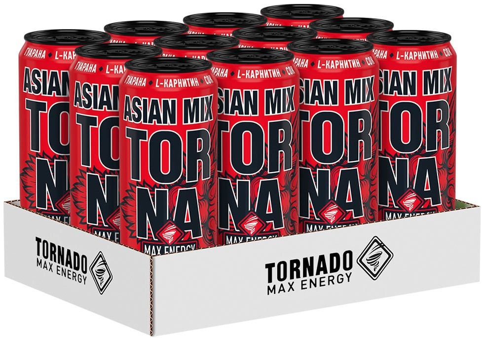 Энергетический напиток Tornado Max energy Asian mix, 450мл x 12 шт