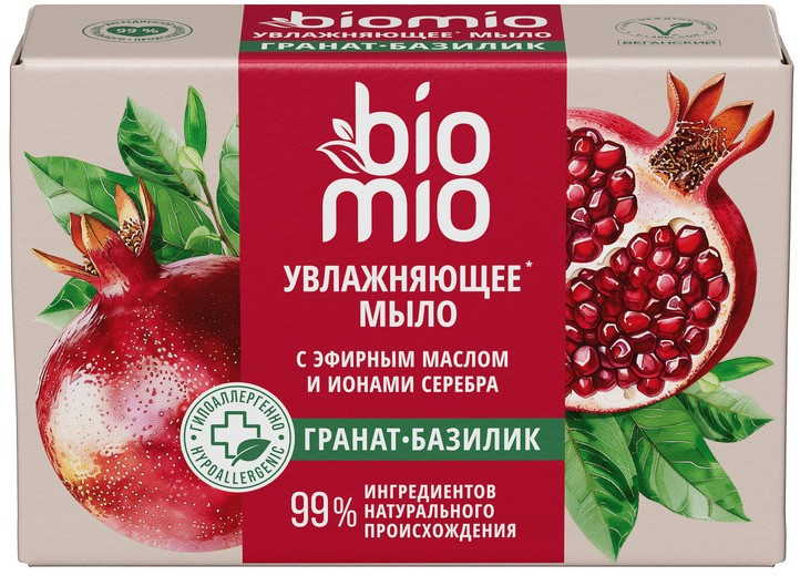 Изображение товара Мыло BioMio увлажняющее гранат и базилик, 90г Изображение товара Мыло BioMio увлажняющее гранат и базилик, 90г