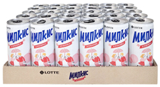 Напиток Lotte Милкис клубника газированный, 250мл x 30 шт