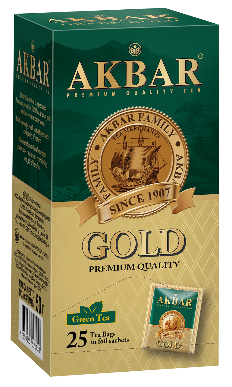 Чай зеленый Akbar (2г x 25шт), 50г