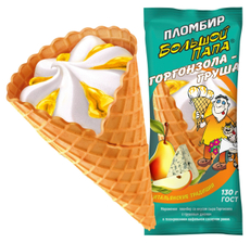 Мороженое пломбир Большой папа рожок горгонзола и груша, 130г