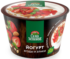 Йогурт Село Зеленое клубника, миндаль и злаки 3.2%, 180г