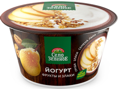 Йогурт Село Зеленое груша, злаки, лен и грецкий орех 3.2%, 180г
