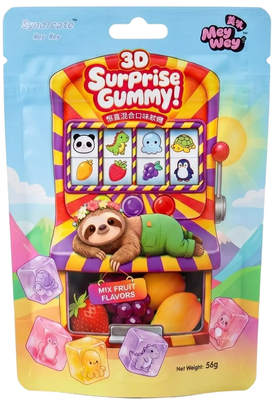 Жевательный мармелад Mey Wey 3D Surprise Фруктовый микс, 56г