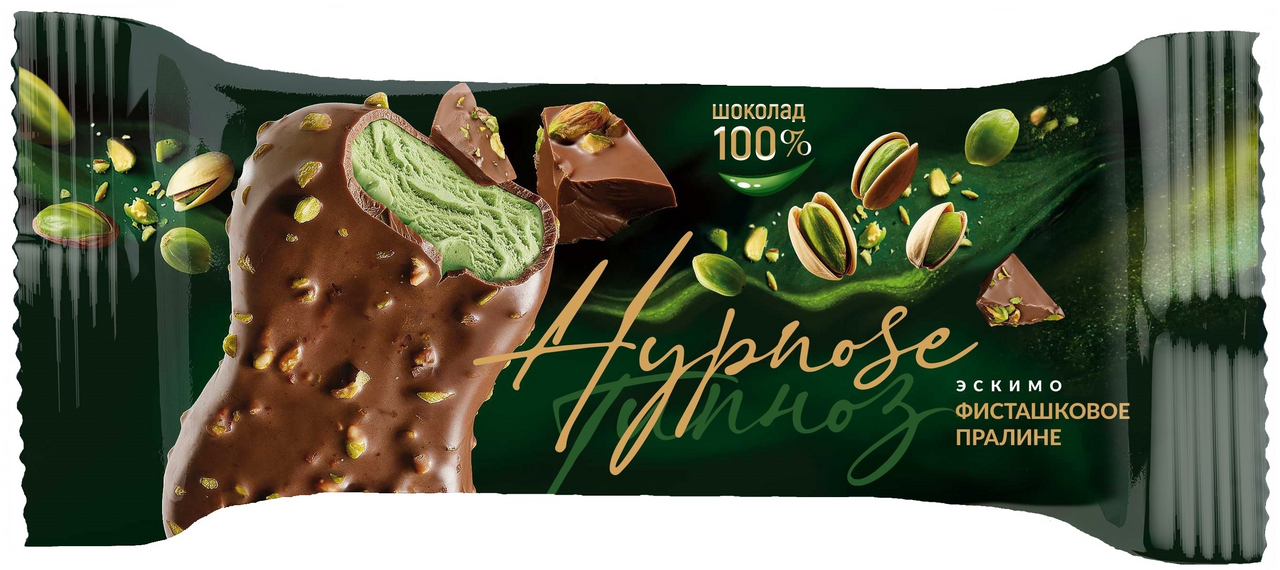 Мороженое сливочное Hypnose эскимо фисташковое пралине, 70г
