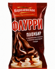 Мороженое пломбир Королевское Флурри карамель в вафельном стаканчике, 85г