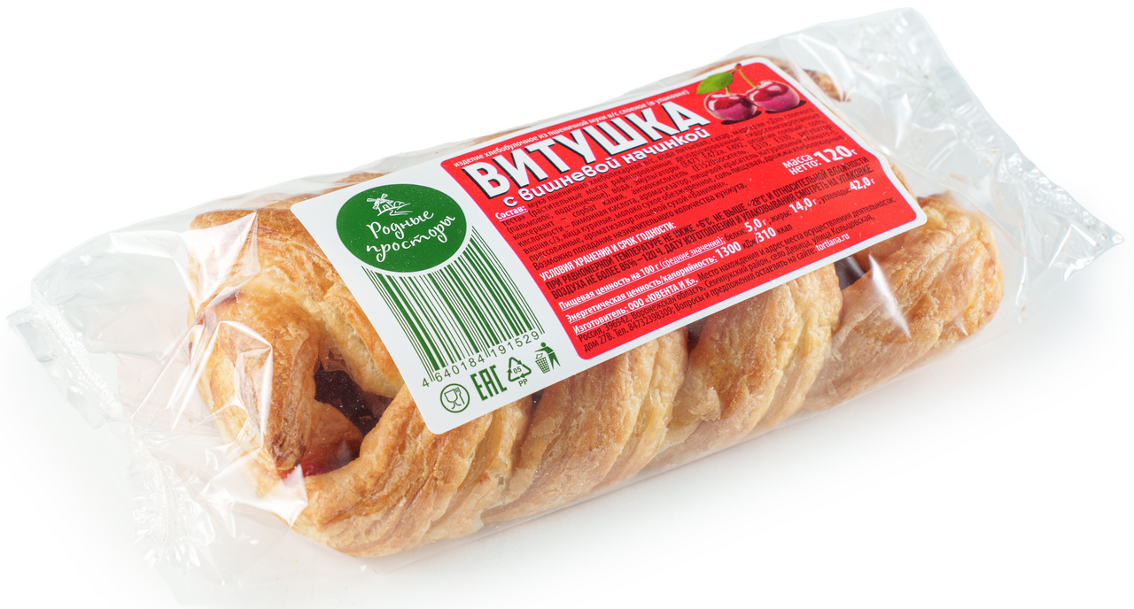 Витушка Родные Просторы с вишневой начинкой, 120г