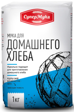 Мука Супермука пшеничная хлебопекарная для домашнего хлеба высший сорт, 1кг