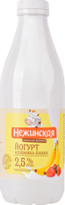 Йогурт питьевой Нежинская МФ клубника и банан 2.5%, 900г