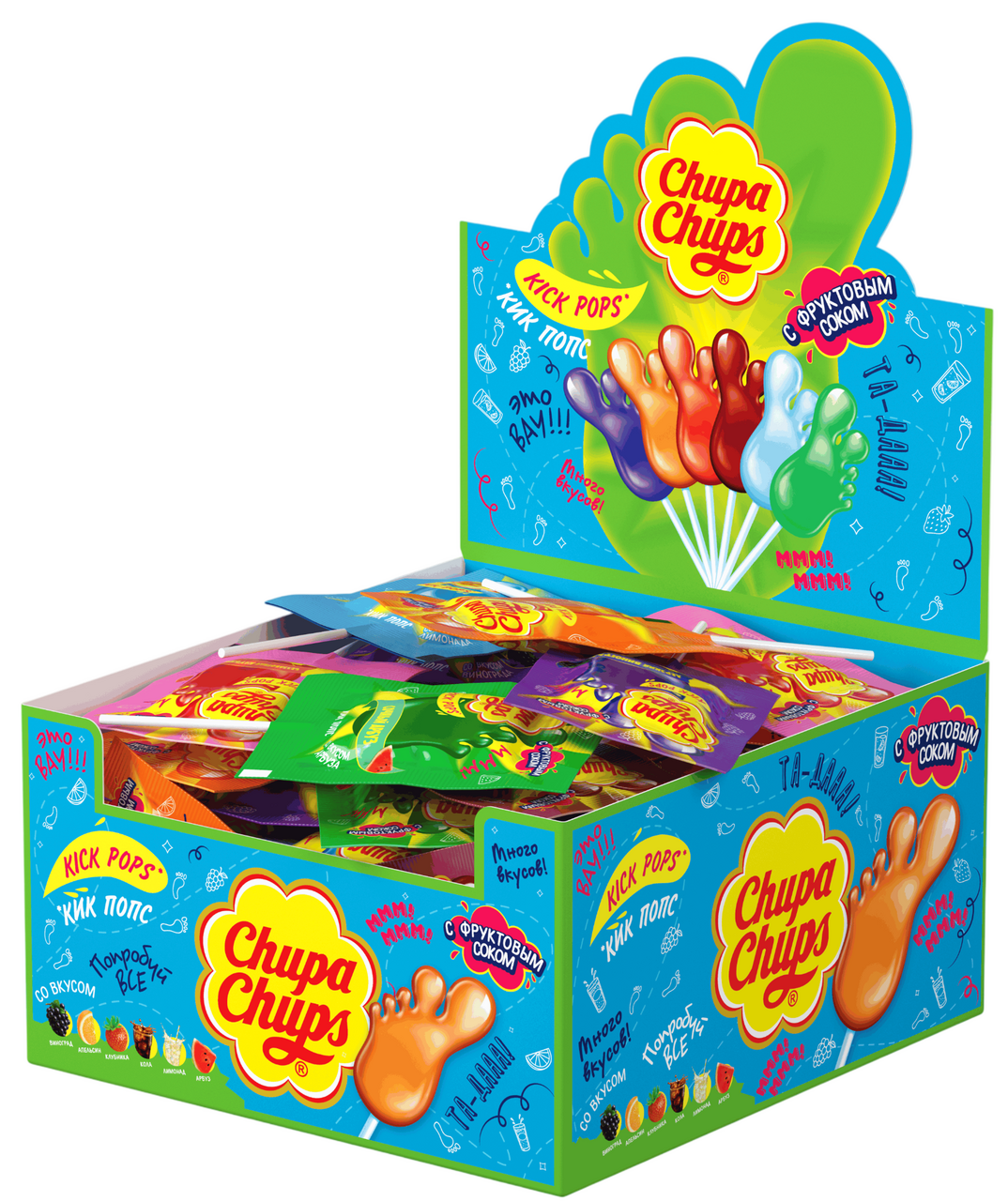 Карамель Chupa Chups Kick Pops ассорти, 9г x 60 шт