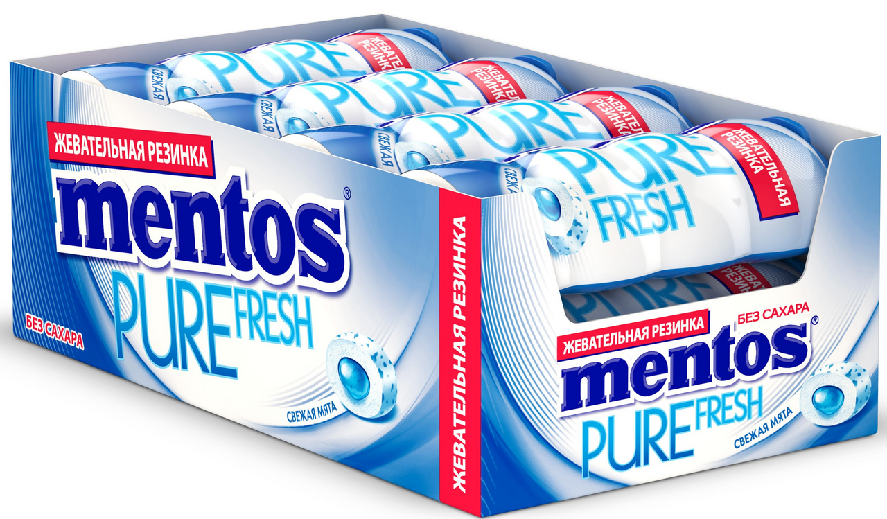 Жевательная резинка Mentos мята без сахара, 30г x 8 шт