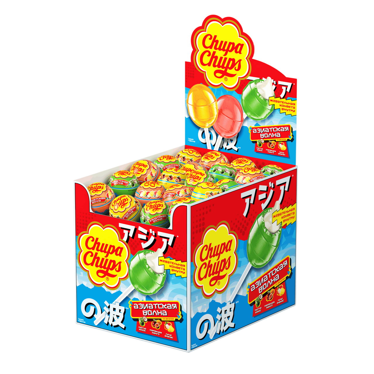 Карамель Chupa Chups Азиатская волна ассорти, 17г x 70 шт