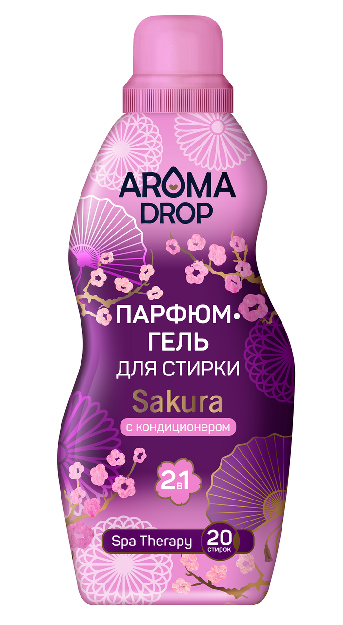 Гель-парфюм для стирки Aroma Drop Sakura с кондиционером 2в1, 1л