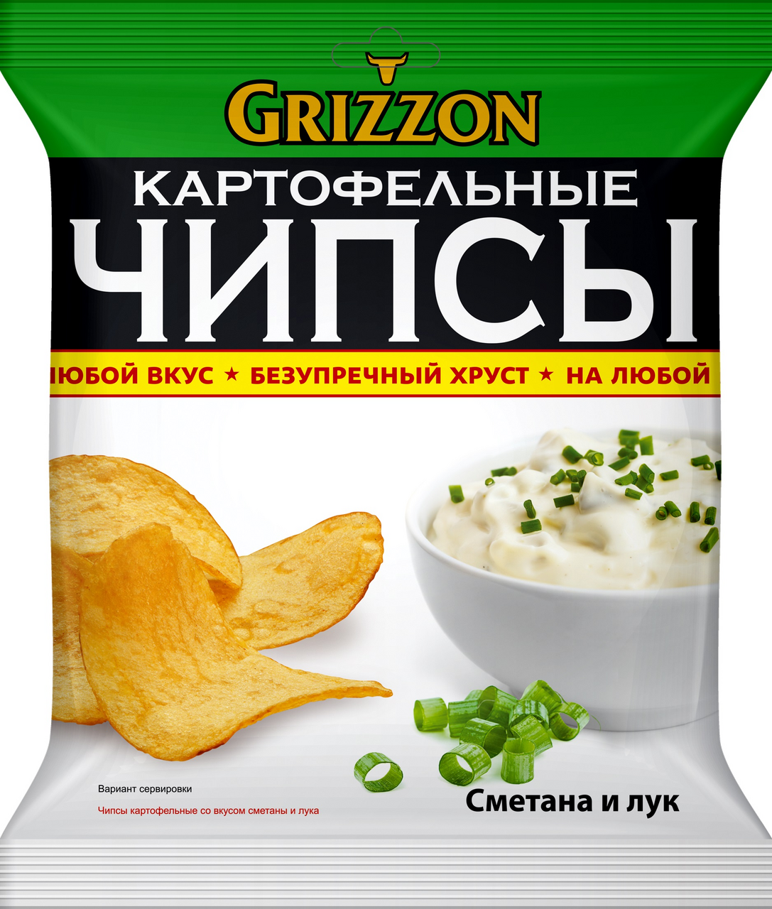 Чипсы Grizzon сметана и лук, 150г