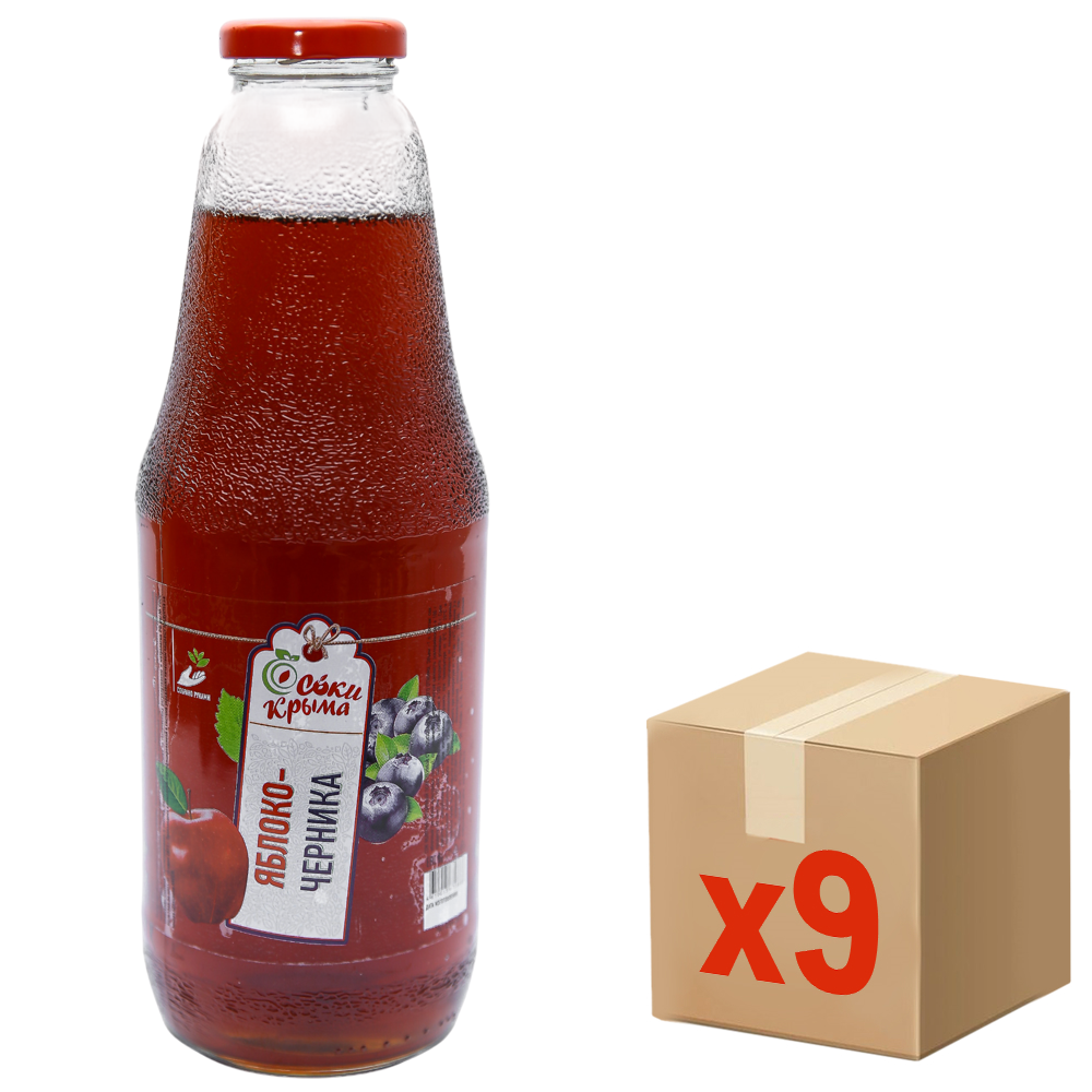 Сок Соки Крыма яблоко и черника, 1л x 9 шт