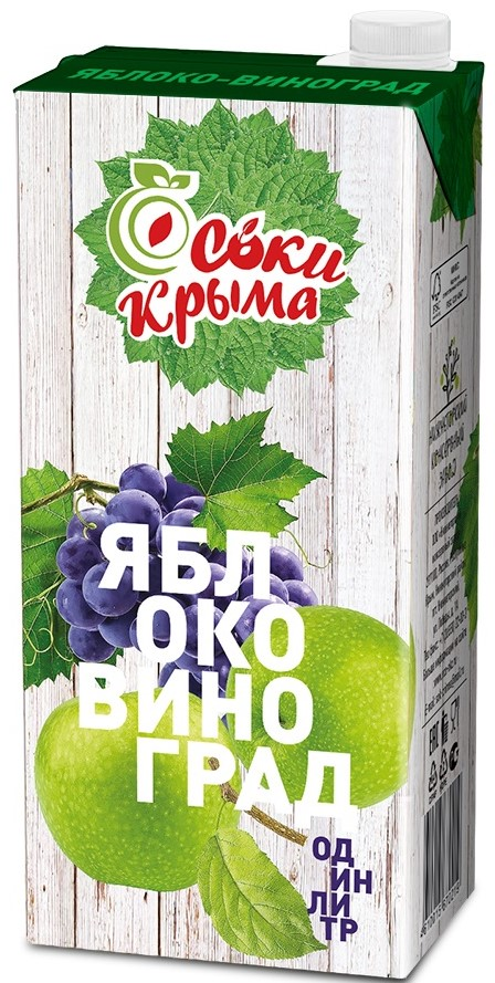 Сок Соки Крыма яблоко и виноград, 1л x 12 шт