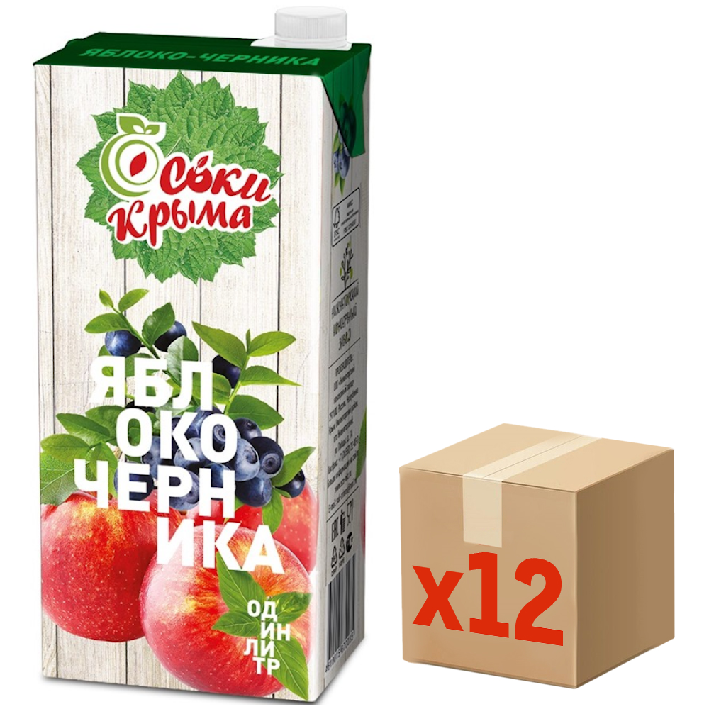 Сок Соки Крыма яблоко и черника, 1л x 12 шт