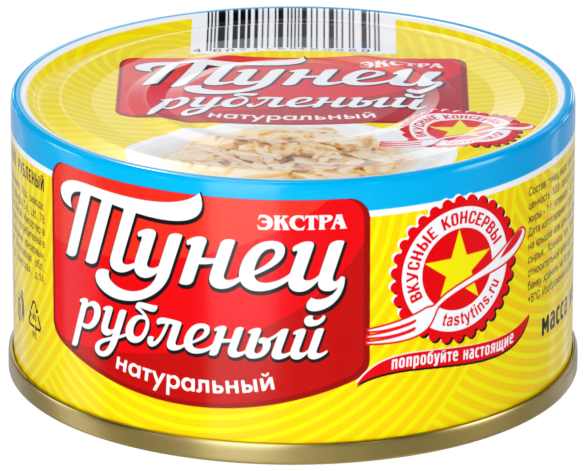 Тунец Вкусные консервы Экстра полосатый рубленый натуральный, 185г