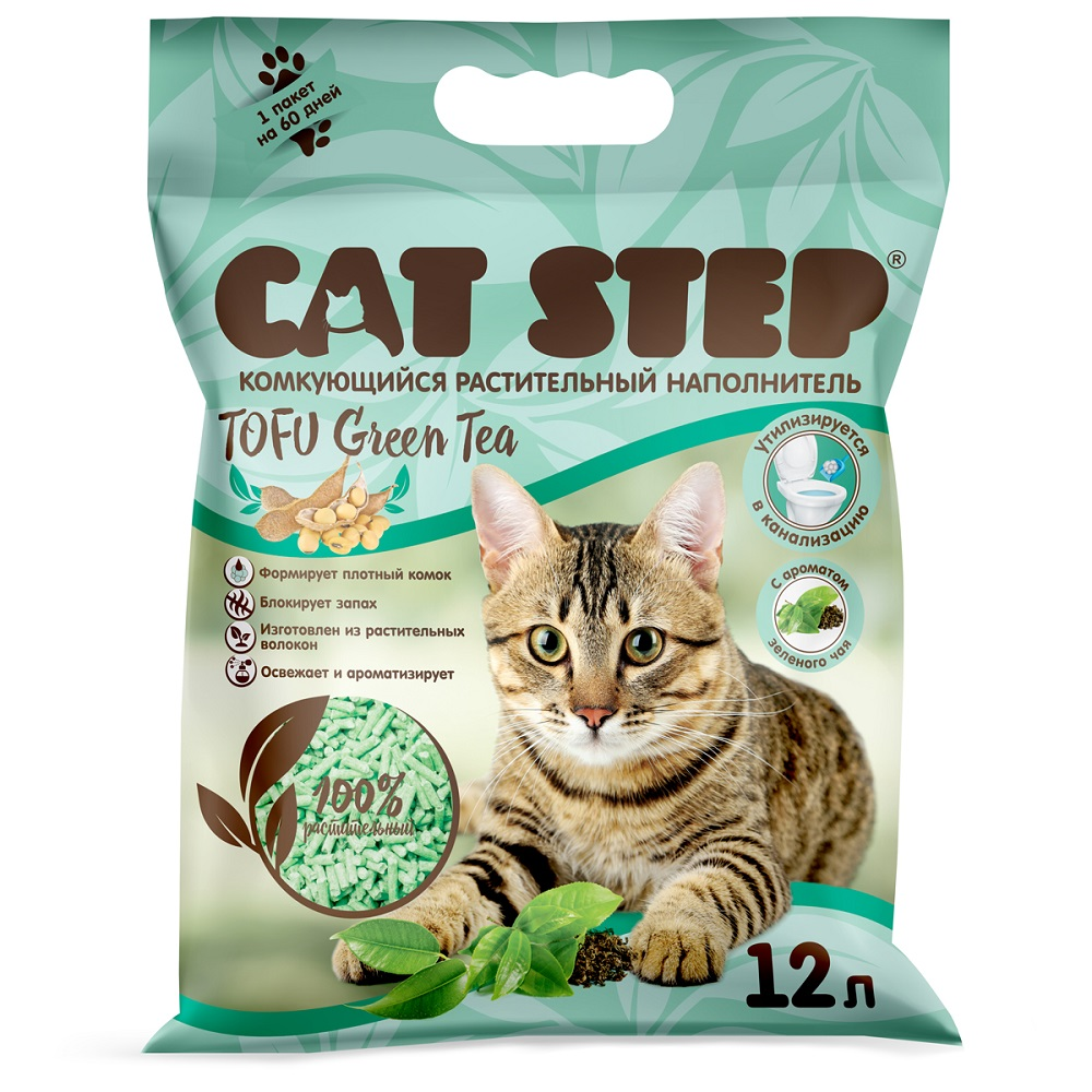 Наполнитель Cat Step Тофу зеленый чай, 12л
