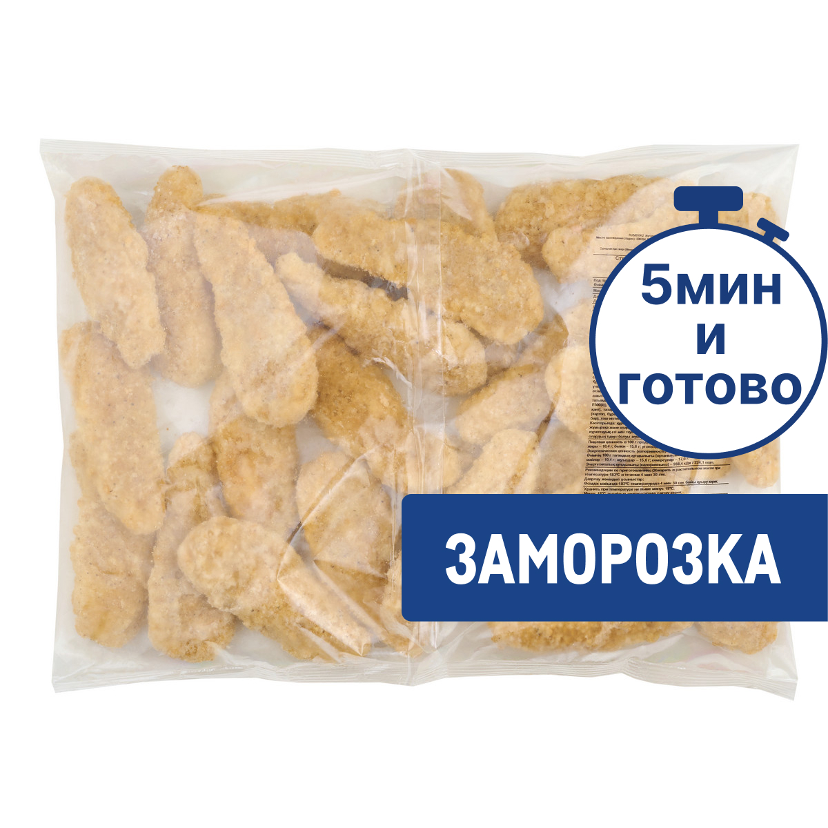 Стрипсы куриные Мираторг в мучной панировке замороженные, 1кг