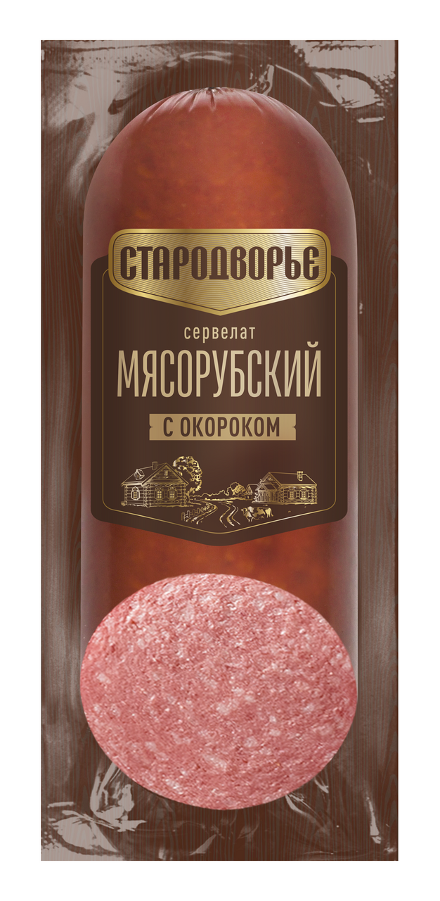 Колбаса Стародворье Сервелат мясорубский с окороком варено-копченая, 400г