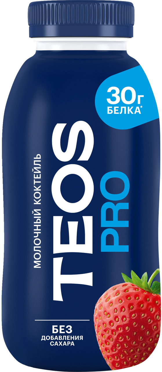 Коктейль молочный Teos Про клубника, 330г