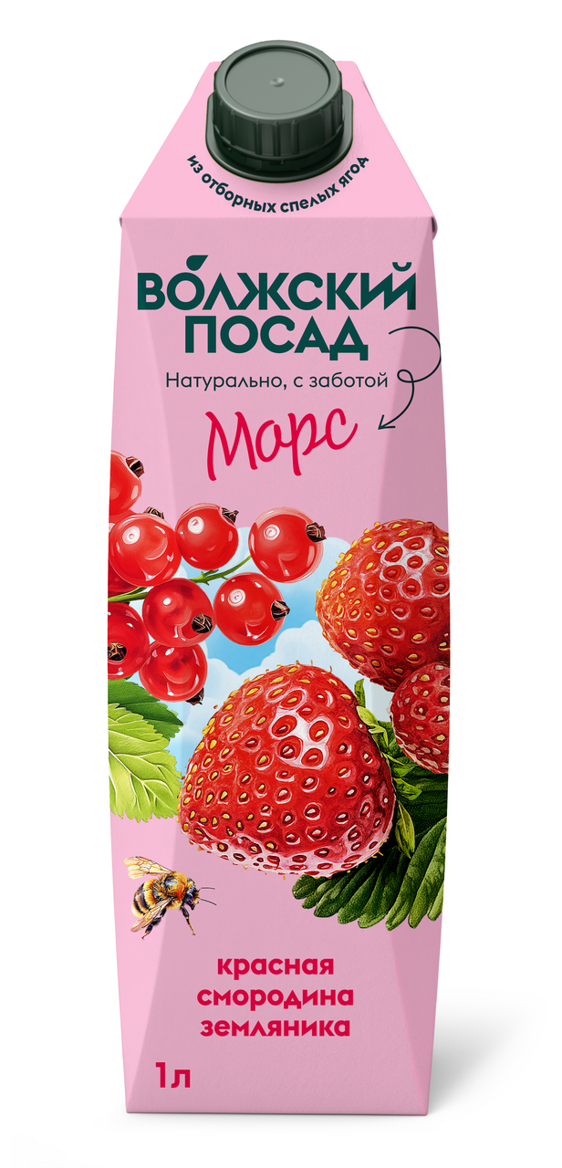 Морс Волжский посад красная смородина и земляника, 1л