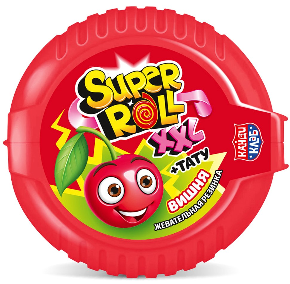 Жевательная резинка Канди клаб Super Roll Tattoo XXL ассорти, 19г