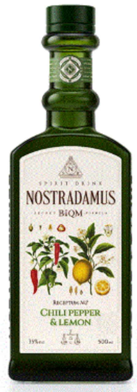 Настойка горькая Nostradamus перец чили и лимон, 0.5л