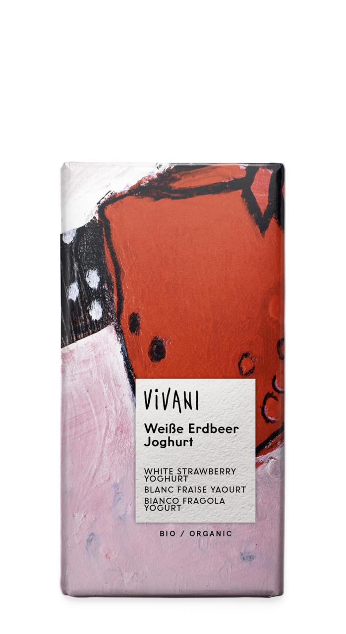 Шоколад белый с клубникой и йогуртом VIVANI, 80 г