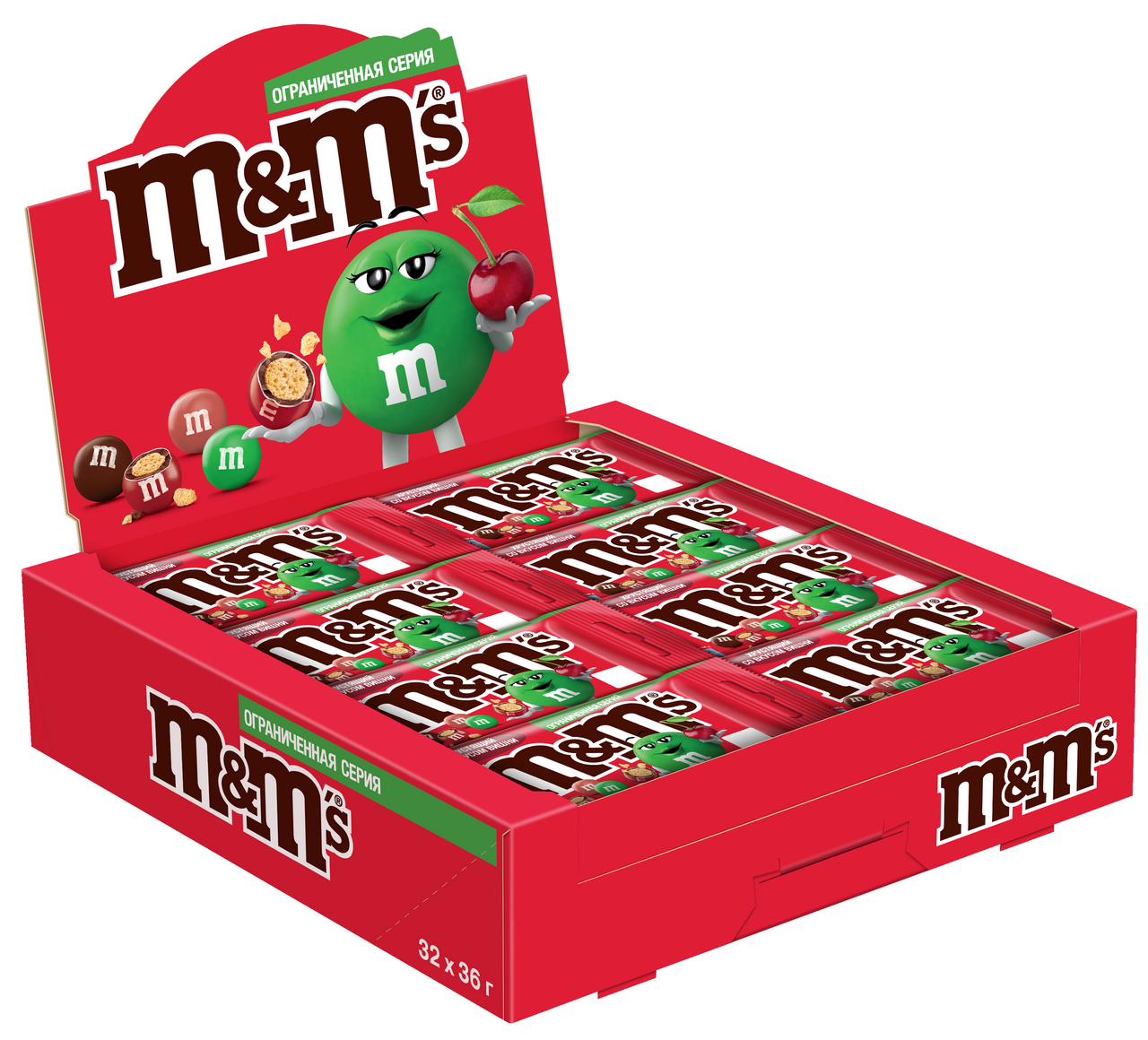 Драже M&M's вишня, 36г x 32 шт