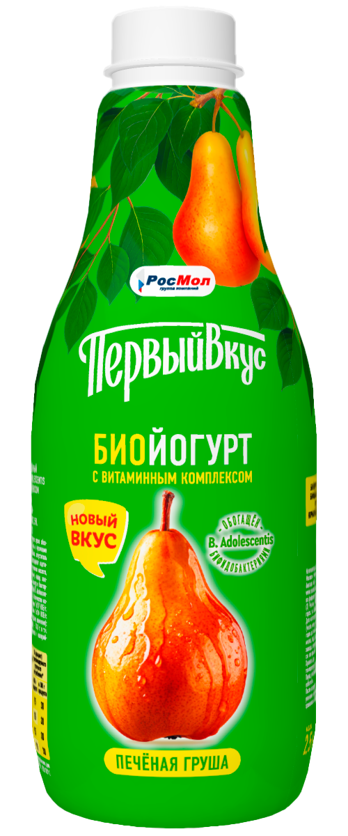 Биойогурт питьевой Первый вкус печеная груша 2.5%, 850г