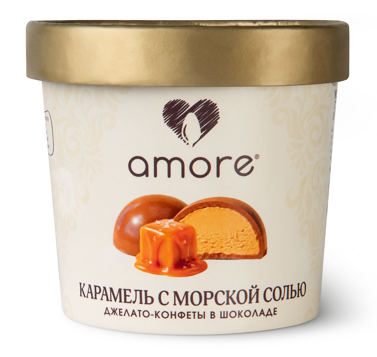 Мороженое молочное Amore Джелато конфеты карамель с морской солью в шоколаде, 140г