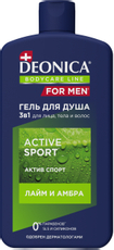 Гель для душа Deonica For Men Active Sport лайм и амбер 3в1, 750мл