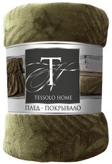 Плед Tessolo Home Листья зеленый 240 гр/м2, 200 х 220см