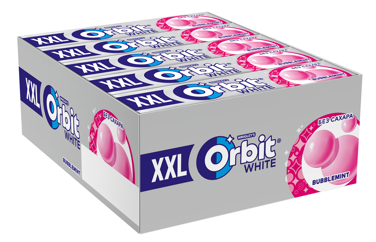 Жевательная резинка Orbit White XXL Bubblemint, 19г х 20 шт