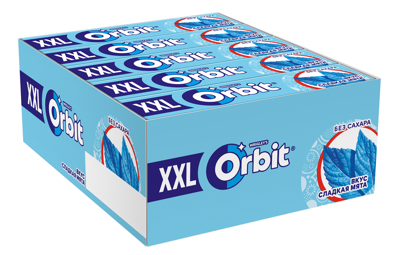Жевательная резинка Orbit XXL сладкая мята, 19г х 20 шт