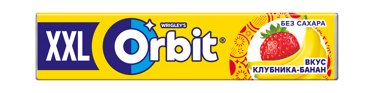 Жевательная резинка Orbit XXL клубника-банан, 19г