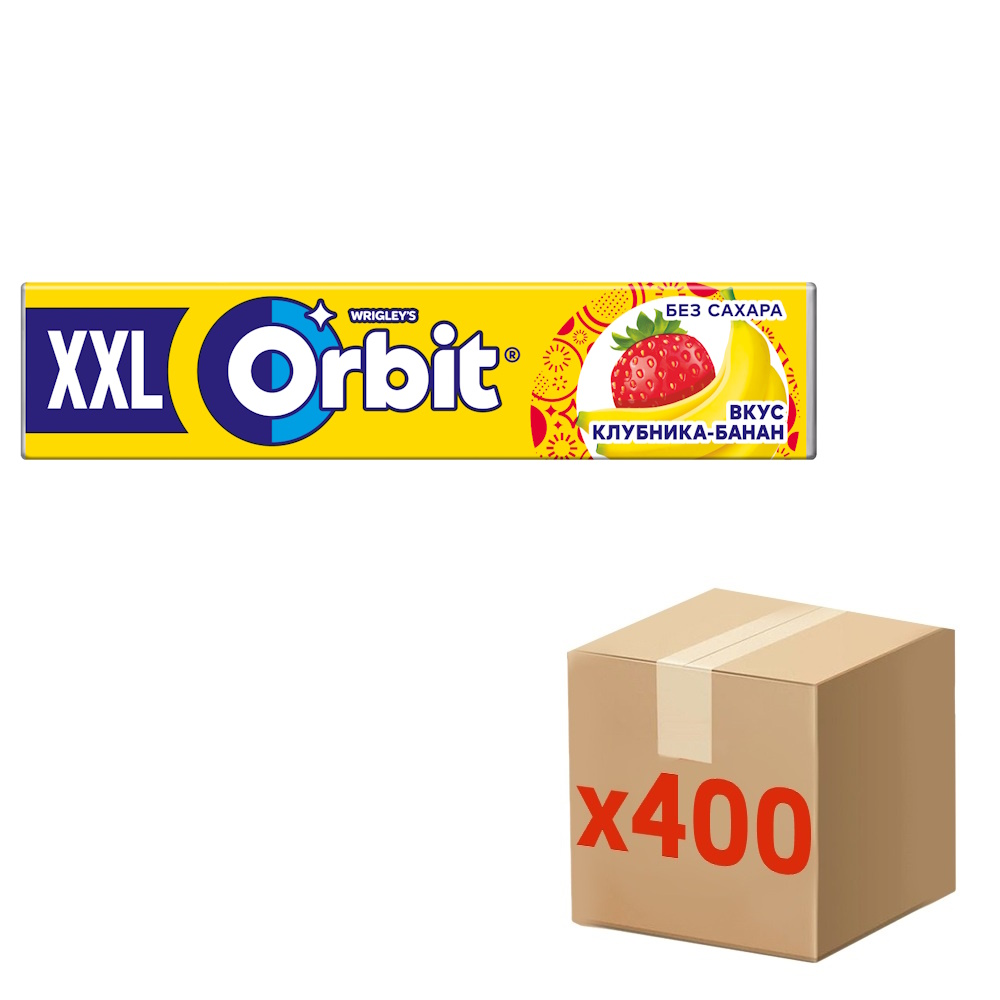 Жевательная резинка Orbit XXL клубника-банан, 19г х 400 шт