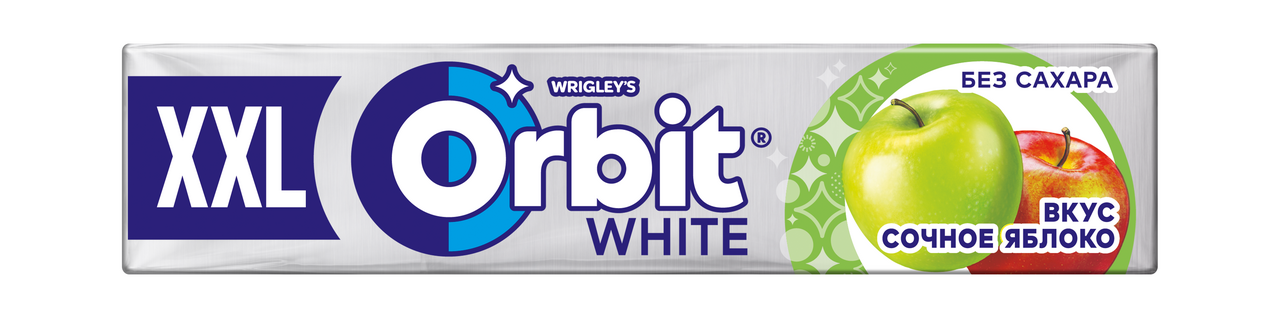 Жевательная резинка Orbit White Сочное яблоко без сахара, 19г