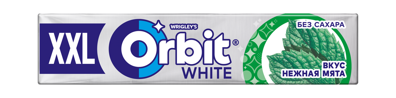 Жевательная резинка Orbit White XXL Нежная мята без сахара, 19г