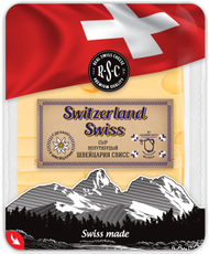 Сыр полутвердый Real Swiss Cheese Швейцария Свисс нарезка 48%, 125г