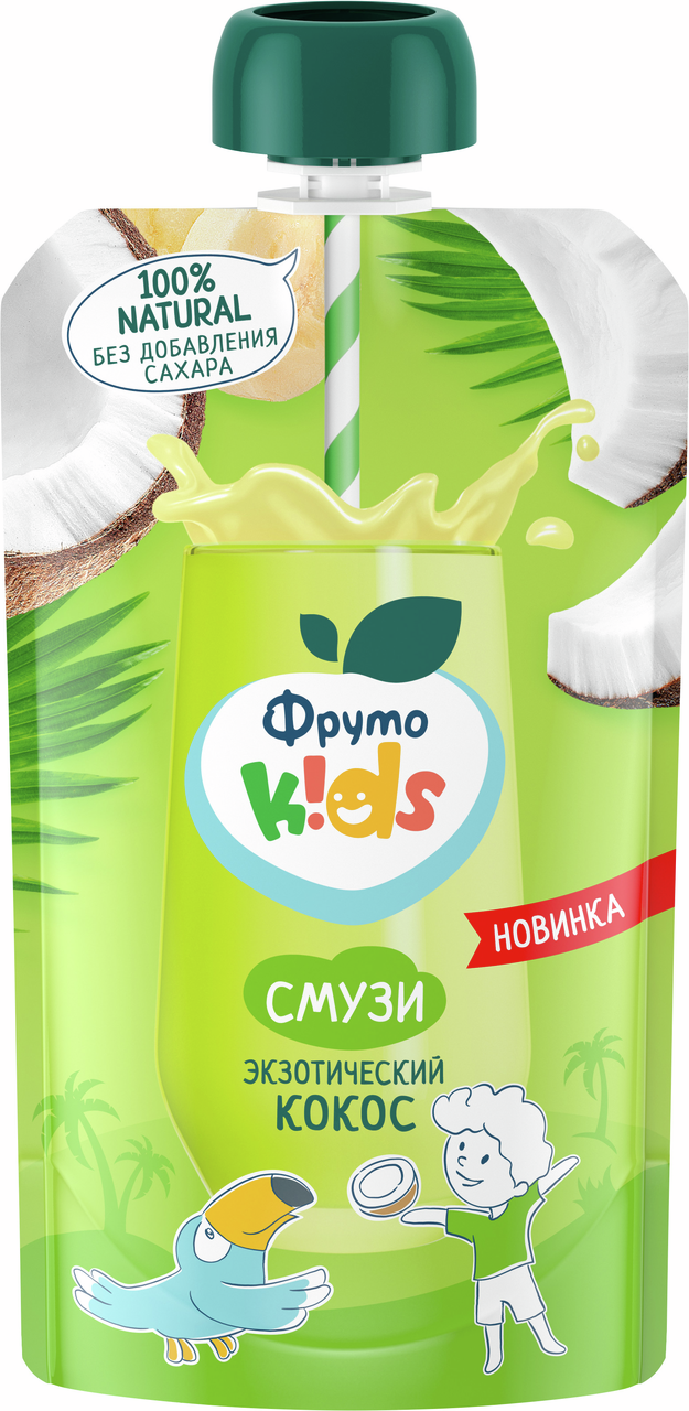 Десерт Смузи ФрутоKids банан, яблоко, апельсин, кокос, 130г