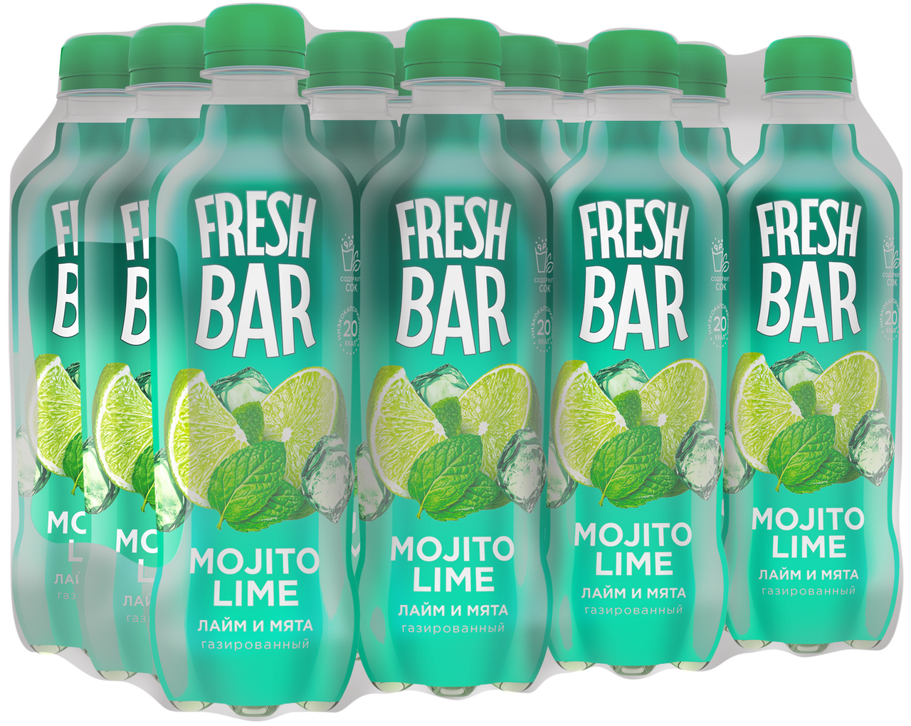 Напиток Fresh Bar Mojito лайм-мята газированный, 480мл х 12 шт