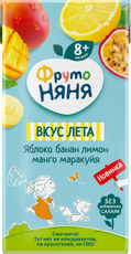 Напиток сокосодержащий ФрутоНяня яблоко, банан, лимон, манго, маракуя, 200мл