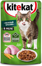 Корм влажный Kitekat для взрослых кошек со вкусом кролика в желе Нежный кролик, 85г